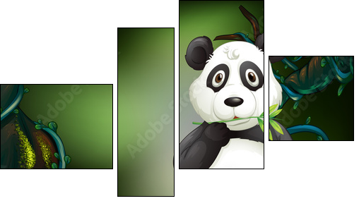 Wcinając liście pysznego bambusa - Obraz czteroczęściowy, Fortyk