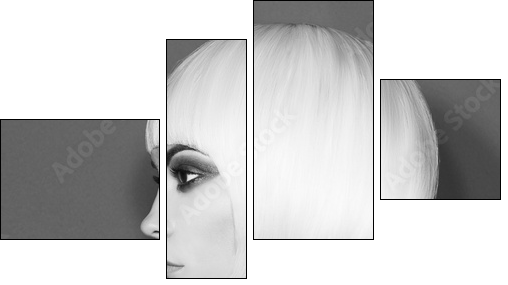 Fashion beautiful blonde with short haircut - Obraz czteroczęściowy, Fortyk