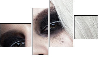 Beautiful blond girl with dark smokey makeup and art manicure design nails. beauty face. Photos shot in studio - Obraz czteroczęściowy, Fortyk