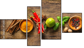 Various herbs and spices - Obraz czteroczęściowy, Fortyk