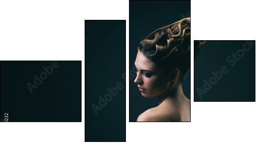 Portrait d'une jeune femme portant un chignon, de profil  - Obraz czteroczęściowy, Fortyk
