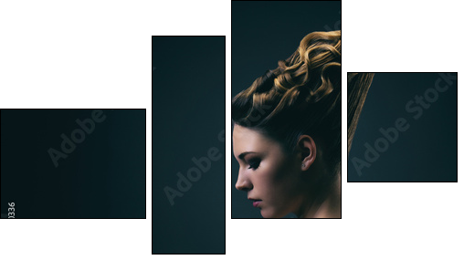 Portrait d'une jeune femme portant un chignon, de profil - Obraz czteroczęściowy, Fortyk