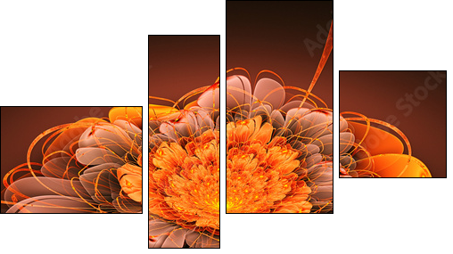 Space exotic flower. 3D surreal illustration. Sacred geometry. Mysterious psychedelic relaxation pattern. Fractal abstract texture. Digital artwork graphic astrology magic - Obraz czteroczęściowy, Fortyk
