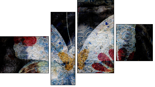 Grunge butterfly - Obraz czteroczęściowy, Fortyk