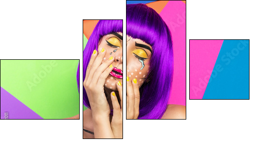 Model in creative image with pop art makeup - Obraz czteroczęściowy, Fortyk