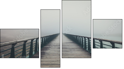 Drewniane molo w porannej mgle
 - Obraz czteroczęściowy, Fortyk
