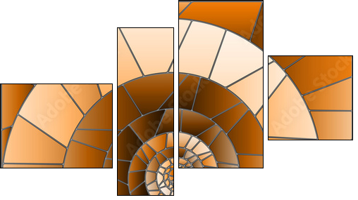Abstract mosaic image,  tiles arranged in a spiral,brown tone, Sepia - Obraz czteroczęściowy, Fortyk