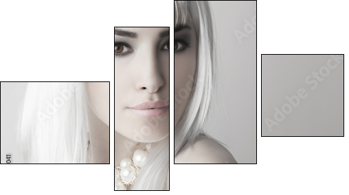 modern beauty with platinum blonde hair color - Obraz czteroczęściowy, Fortyk