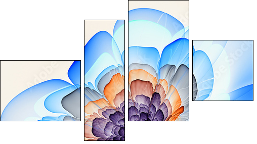 Fairy flower. Lily. 3D surreal illustration. Sacred geometry. Mysterious psychedelic relaxation pattern. Fractal abstract texture. Digital artwork graphic astrology magic - Obraz czteroczęściowy, Fortyk