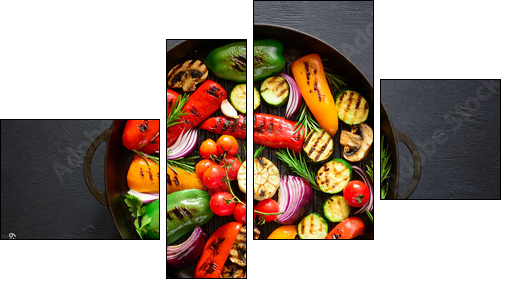 Grilled vegetables in a pan - Obraz czteroczęściowy, Fortyk