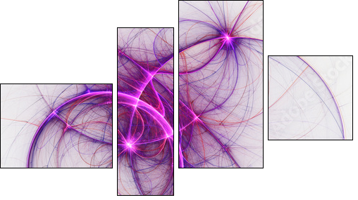 Purple fractal swirly pattern, digital artwork for creative graphic design - Obraz czteroczęściowy, Fortyk