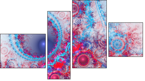 Red and blue fractal texture, digital artwork for creative graphic design - Obraz czteroczęściowy, Fortyk
