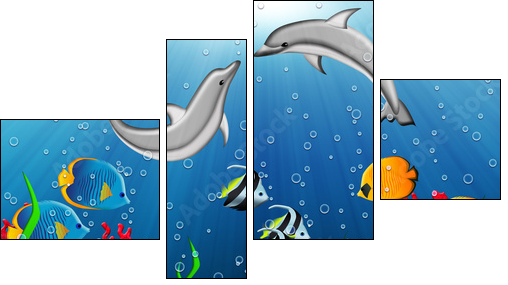 Podwodny świat delfinów – bajkowe tropiki
 - Obraz czteroczęściowy, Fortyk