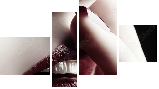 Close-up of lips and nails  - Obraz czteroczęściowy, Fortyk