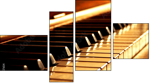 Golden Piano Keys  - Obraz czteroczęściowy, Fortyk