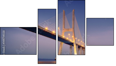 sunrise on Vasco da Gama bridge - Obraz czteroczęściowy, Fortyk
