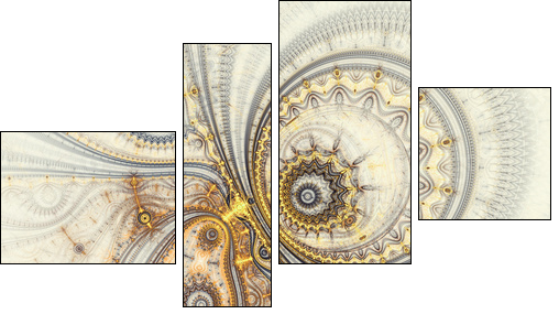 Abstract design of steampunk watch, digital fractal artwork - Obraz czteroczęściowy, Fortyk