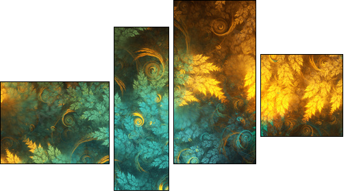 Abstract fractal tree branches with swirls, digital artwork for creative graphic design - Obraz czteroczęściowy, Fortyk