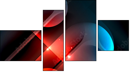 Vector glowing geometric shapes background - Obraz czteroczęściowy, Fortyk