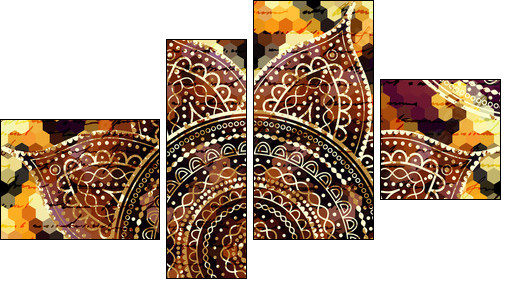Vector square background. Mandala round decorative ornament pattern. - Obraz czteroczęściowy, Fortyk