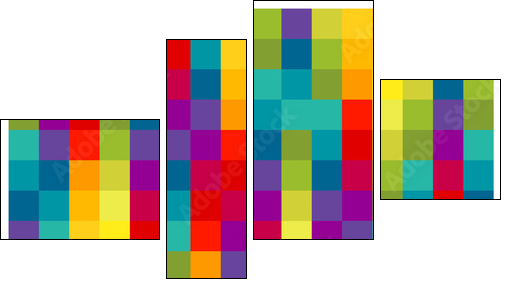 farbenfrohe Quadrate in der Reihe, illustration - Obraz czteroczęściowy, Fortyk