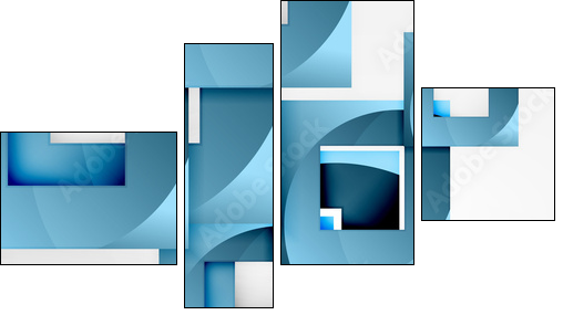 Squares geometric object in light 3d space, abstract background - Obraz czteroczęściowy, Fortyk