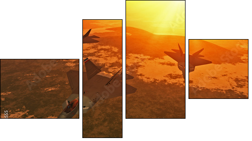 Fighter Plane Formation  - Obraz czteroczęściowy, Fortyk
