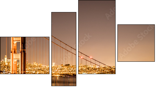 Golden gate bridge at night. Long shutter speed. San Francisco - Obraz czteroczęściowy, Fortyk