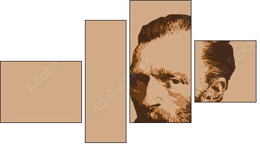 Van Gogh - peintre - portrait - personnage célèbre - Vincent Van Gogh - artiste peintre - - Obraz czteroczęściowy, Fortyk