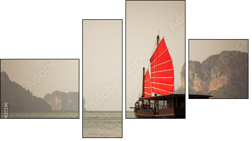 Azja: czerwony żagiel na morzu
 - Obraz czteroczęściowy, Fortyk