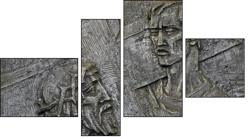 5th Station of the Cross - Simon of Cyrene carries the cross  - Obraz czteroczęściowy, Fortyk