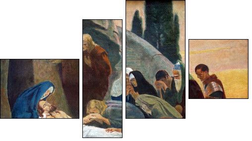Jesus is laid in the tomb and covered in incense  - Obraz czteroczęściowy, Fortyk