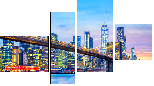 Brooklyn Bridge and the Lower Manhattan skyline at dusk - Obraz czteroczęściowy, Fortyk