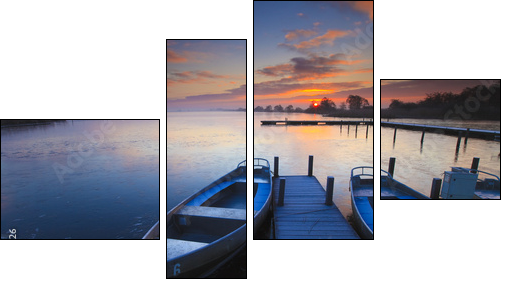 Kolorowe niebo – zachód słońca nad jeziorem
 - Obraz czteroczęściowy, Fortyk