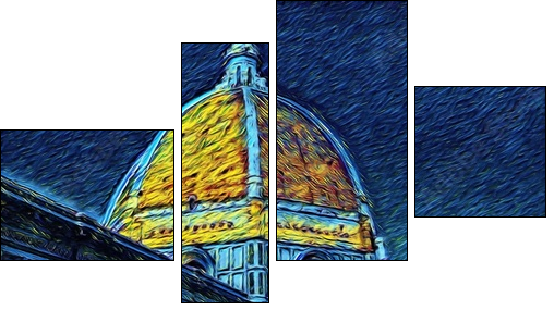 Florence Cathedral in Tuscany, Italy. Italian architecture. Big size oil painting fine art. Van Gogh style impressionism drawing artwork. Creative artistic print for canvas or poster. - Obraz czteroczęściowy, Fortyk