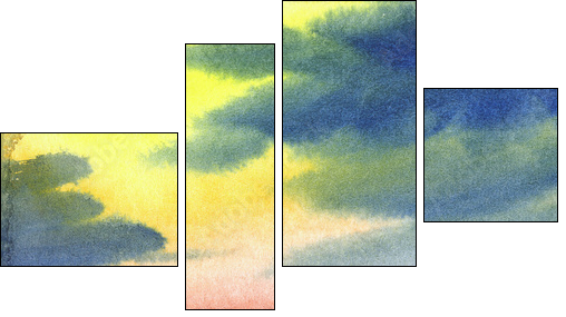 Water colour landscape  - Obraz czteroczęściowy, Fortyk