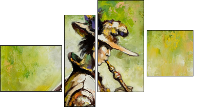 The wandering troubadour plays a pipe  - Obraz czteroczęściowy, Fortyk