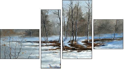 Bog cloudy, winter day  - Obraz czteroczęściowy, Fortyk