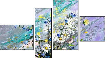 Bouquet of wild flowers in a vase  - Obraz czteroczęściowy, Fortyk