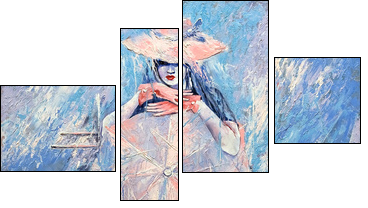 The girl with an umbrella  - Obraz czteroczęściowy, Fortyk