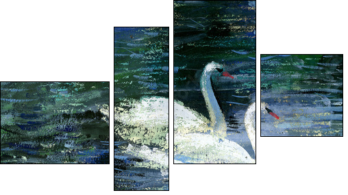 Two swans  - Obraz czteroczęściowy, Fortyk