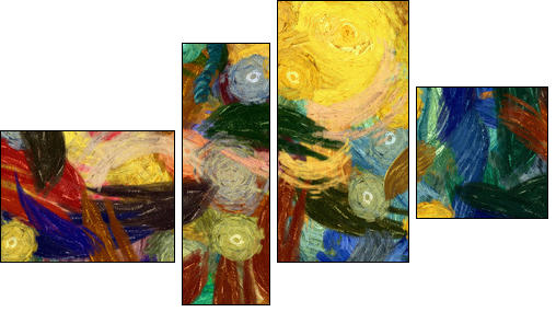 Abstract texture background. Digital painting in Vincent Van Gogh style artwork. Hand drawn artistic pattern. Modern art. Good for printed pictures, postcards, posters or wallpapers and textile print. - Obraz czteroczęściowy, Fortyk