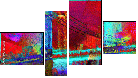 Manhattan bridge - Obraz czteroczęściowy, Fortyk