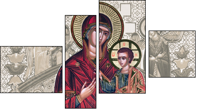 antique russian icon - elaborated image  - Obraz czteroczęściowy, Fortyk