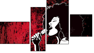 jazz singer on grunge background  - Obraz czteroczęściowy, Fortyk