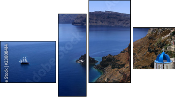 Piękno Santorini uchwycone w panoramie
 - Obraz czteroczęściowy, Fortyk