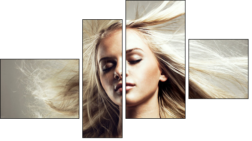 Beautiful woman with magnificent hair  - Obraz czteroczęściowy, Fortyk