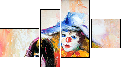 The clown with a violin and the girl with an accordion  - Obraz czteroczęściowy, Fortyk