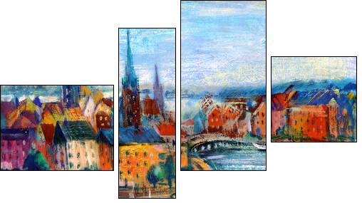 City landscape  - Obraz czteroczęściowy, Fortyk