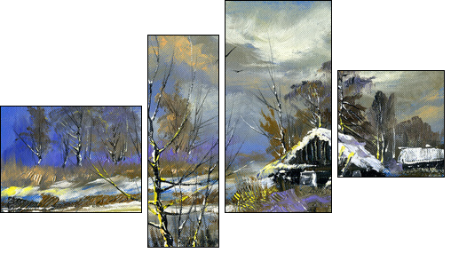 Winter landscape  - Obraz czteroczęściowy, Fortyk